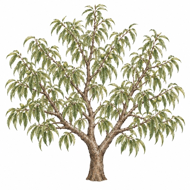 Amandier adulte, illustration botanique