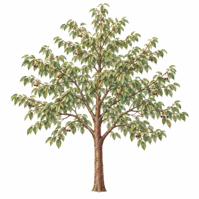 Cerisier adulte, illustration botanique